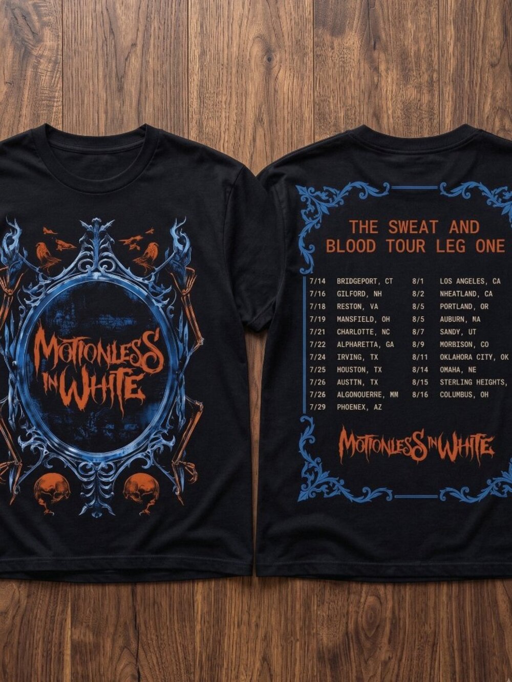 Motionless In White The Sweat and Blood Tour Mirror Double Sided T-Shirt